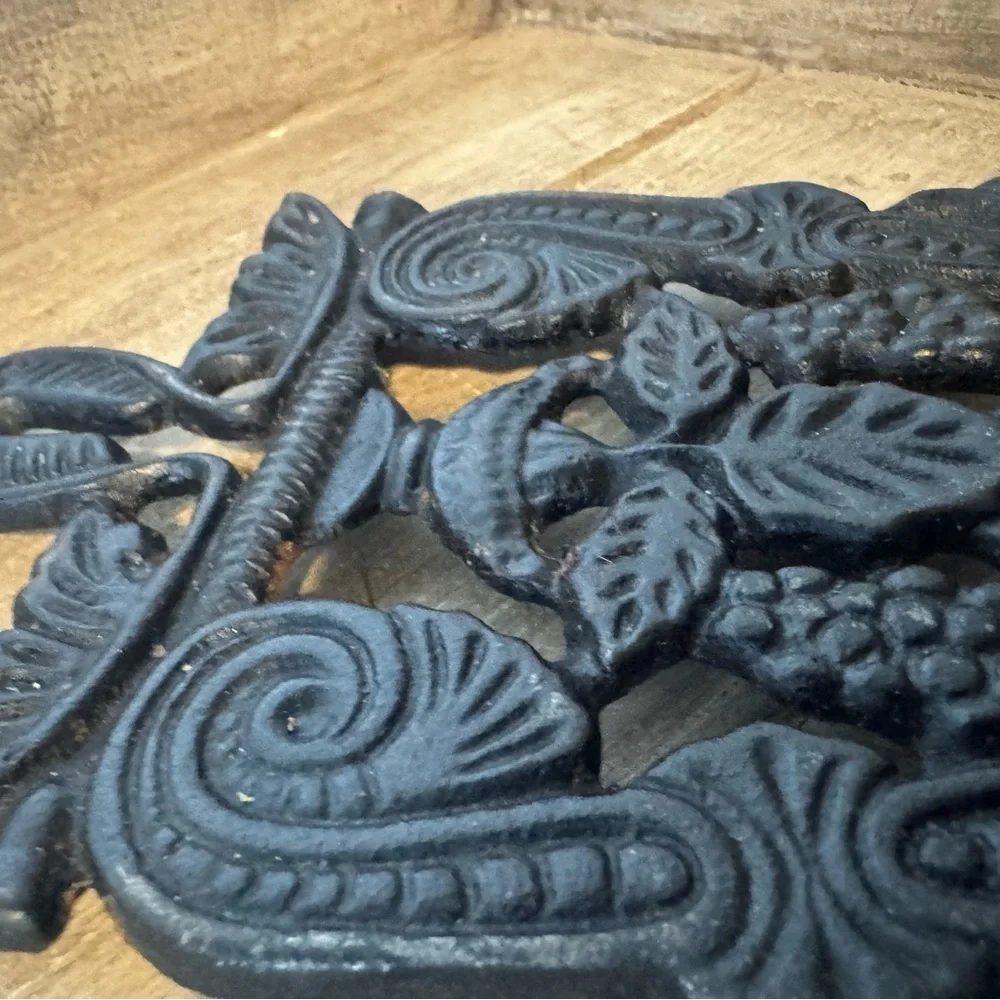 Ornate Black Cast Iron Trivet